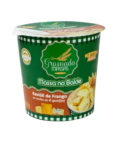 MASSA NO BALDE RAVIOLI MOLHO 4 QUEIJOS GRAMADO 350 G CX/12