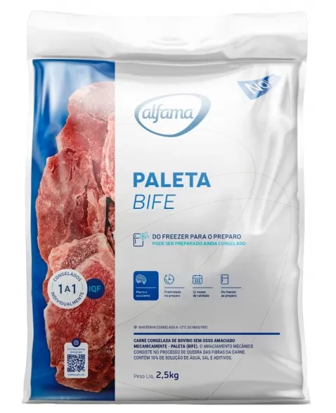 PALETA BOVINA EM BIFE 2,5KG ALFAMA CX/04 PCT